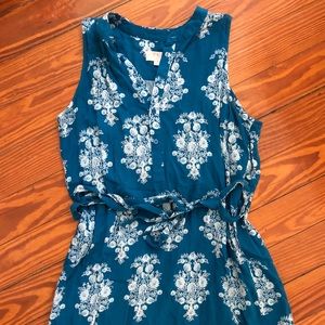 LOFT Blue Floral Sleeveless Dress